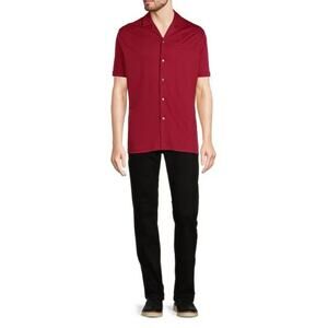 Murano Liquid Luxury Short Sleeve Knit Interlock Coatfront Shirt Size XL